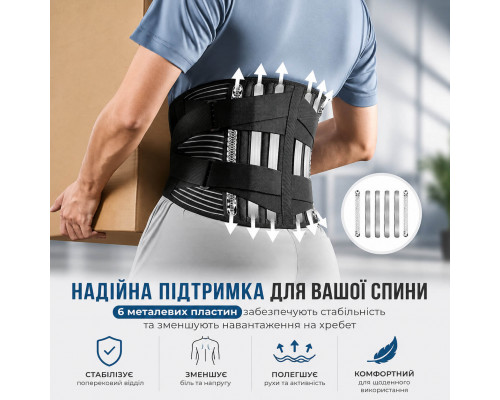 Ортопедичний поперековий бандаж Boostex Back Vest 1 для підтримки спини з еластичними пластинами, чоловічий та жіночий, ортопедичний