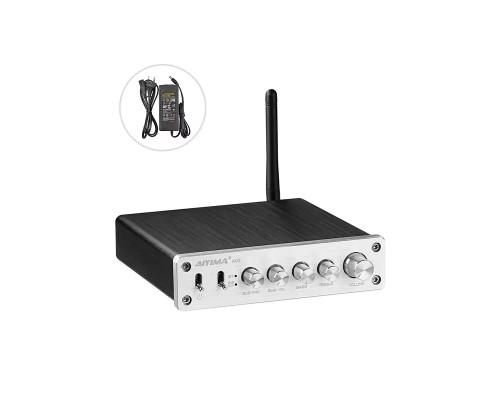 Підсилювач звуку AIYIMA A03 silver + блок живлення 24V. Bluetooth 5.0, AUX, 50Wx2+100W (TPA3116)