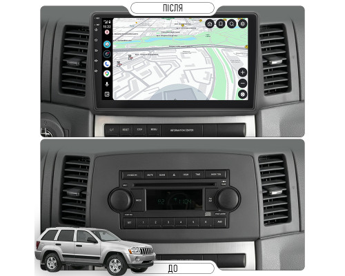 Штатная магнитола Lesko для Jeep Grand Cherokee 2005-2007 экран 10" 6/128Gb 4G Wi-Fi GPS Top