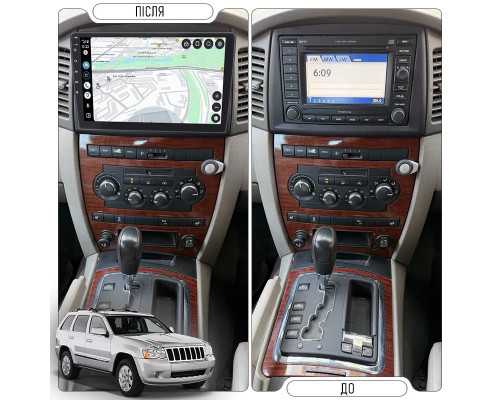 Штатная магнитола Lesko для Jeep Grand Cherokee ver. 2 2005-2007 экран 10" 6/128Gb 4G Wi-Fi GPS Top