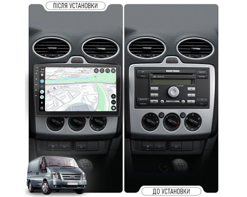 Штатная магнитола Lesko для Ford Transit  2006-2013 экран 9" 2/32Gb Wi-Fi GPS Base