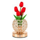 Настольная лампа LED светильник ночник Tulips Crystal SJP0723002 в виде букета тюльпанов в хрустальном шаре Red