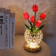 Настольная лампа LED светильник ночник Tulips Crystal SJP0723002 в виде букета тюльпанов в хрустальном шаре Red