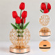 Настольная лампа LED светильник ночник Tulips Crystal SJP0723002 в виде букета тюльпанов в хрустальном шаре Red