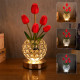 Настольная лампа LED светильник ночник Tulips Crystal SJP0723002 в виде букета тюльпанов в хрустальном шаре Red