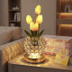 Настольная лампа LED светильник ночник Tulips Crystal SJP0723002 в виде букета тюльпанов в хрустальном шаре Yellow