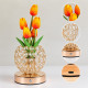 Настольная лампа LED светильник ночник Tulips Crystal SJP0723002 в виде букета тюльпанов в хрустальном шаре Yellow
