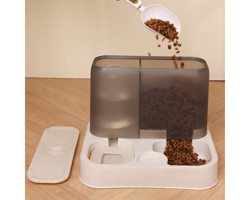 Миска для кошек собак с автоматической поилкой и кормом Taotaopets 193306 Beige