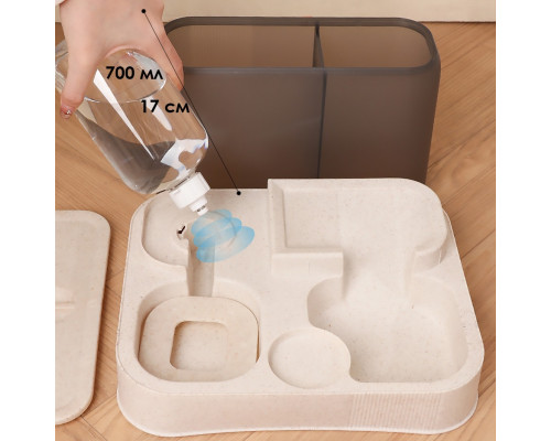 Миска для кошек собак с автоматической поилкой и кормом Taotaopets 193306 Beige