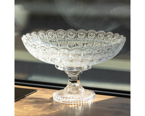 Фруктовниця на ніжці скляна Queen Lace 32 см під кришталь Yiwu HP-34-47