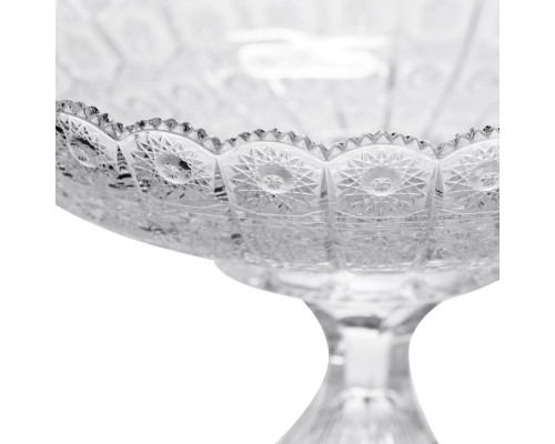 Фруктовниця на ніжці скляна Queen Lace 32 см під кришталь Yiwu HP-34-47