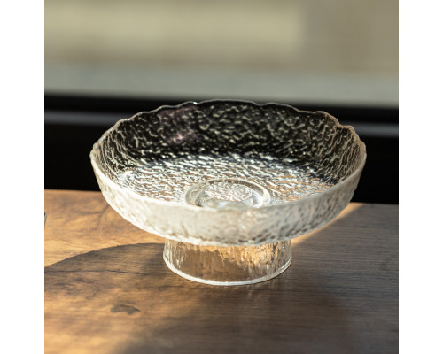 Фруктовниця на ніжці Ice Textured 15 см з крижаною текстурою скла Yiwu HP-34-88
