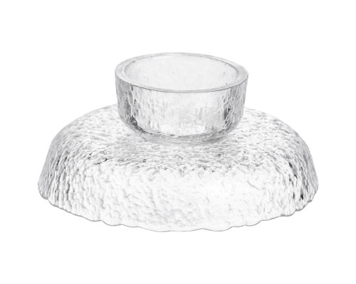Фруктовниця на ніжці Ice Textured 15 см з крижаною текстурою скла Yiwu HP-34-88