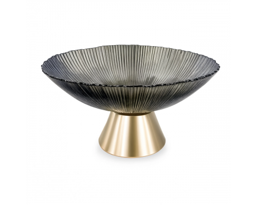 Фруктовниця скляна "Gold & Grey" 15 см на золотій ніжці Yiwu HP-34-117