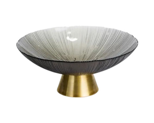 Фруктовниця скляна "Gold & Grey" 24 см на золотій ніжці Yiwu HP-34-118