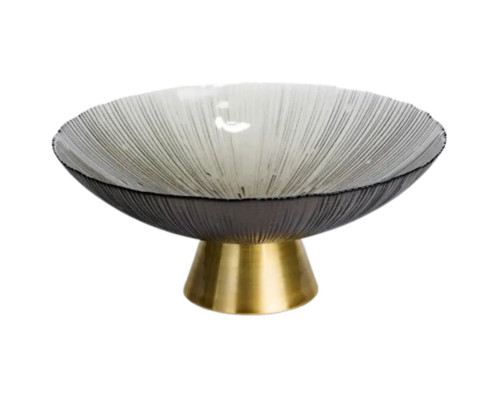 Фруктовниця скляна "Gold & Grey" 34 см на золотій ніжці Yiwu HP-34-119