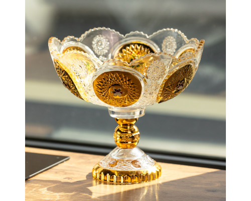 Ваза для фруктів скляна Gold Glass 22 см Yiwu HP-34-140