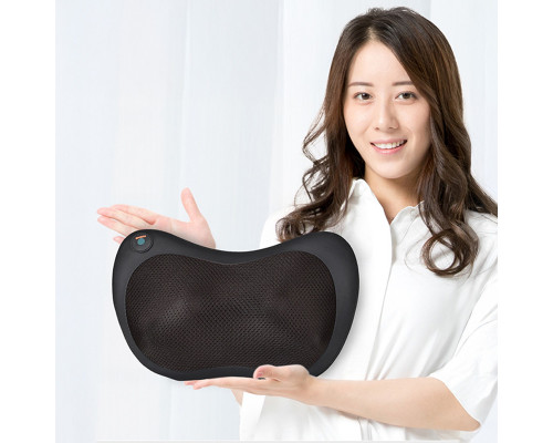 Массажер подушка с вибрацией для дома машины Massage Pillow QY-8028 на 8 роликов Black