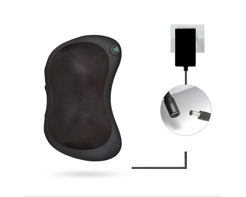 Массажер подушка с вибрацией для дома машины Massage Pillow QY-8028 на 8 роликов Black