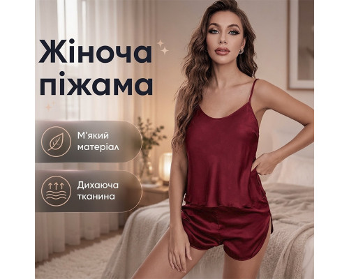 Комплект женской пижамы 2299 Красный атласная майка с шортами M