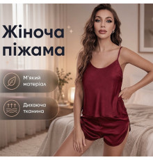Комплект женской пижамы 2299 Красный атласная майка с шортами XL
