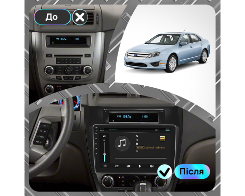 Штатная магнитола Lesko для Ford Fusion (North America) I 2005-2012 экран 10" 6/128Gb 4G Wi-Fi GPS Top