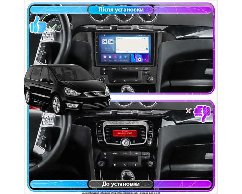 Штатная магнитола Lesko для Ford Galaxy II Рестайлинг 2010-2015 экран 9" 4/64Gb CarPlay 4G Wi-Fi GPS Prime