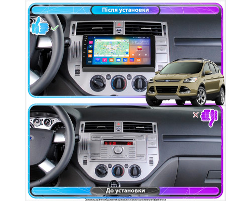 Штатная магнитола Lesko для Ford Kuga I 2008-2013 экран 9" 4/64Gb CarPlay 4G Wi-Fi GPS Prime