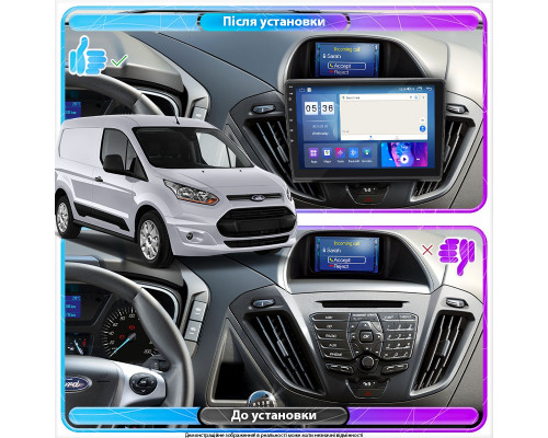 Штатная магнитола Lesko для Ford Transit Connect II Рестайлинг 2018-н.в. экран 9" 2/32Gb CarPlay 4G Wi-Fi GPS Prime