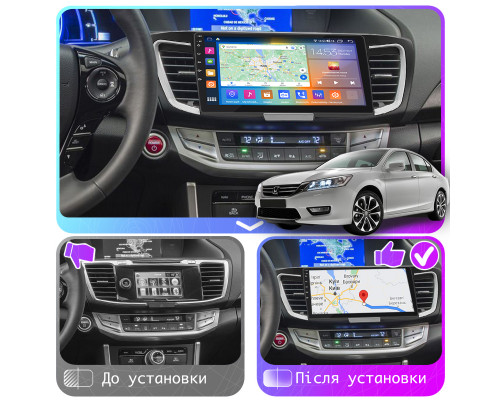 Штатная магнитола Lesko для Honda Accord IX 2012-2015 экран 10" 2/32Gb CarPlay 4G Wi-Fi GPS Prime