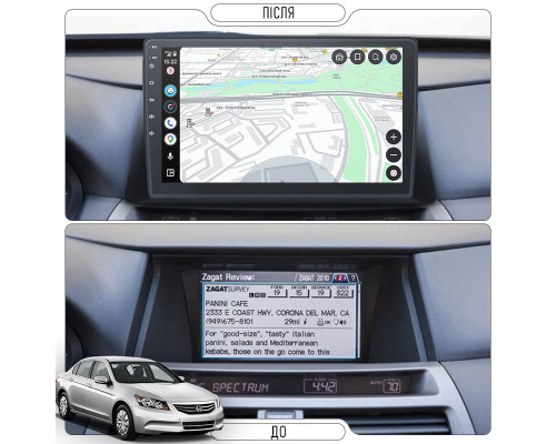 Штатная магнитола Lesko для Honda Accord VIII Рестайлинг 2011-2015 экран 10" 2/32Gb CarPlay 4G Wi-Fi GPS Prime