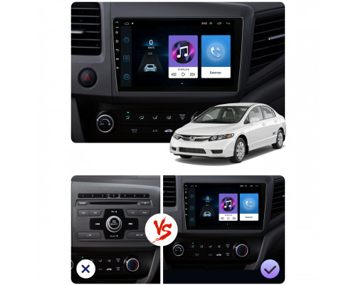 Штатная магнитола Lesko для Honda Civic IX 2011-2015 экран 9" 1/16Gb Wi-Fi GPS Base