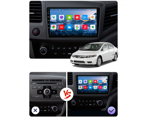 Штатная магнитола Lesko для Honda Civic IX 2011-2015 экран 9" 2/32Gb Wi-Fi GPS Base