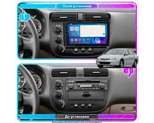 Штатная магнитола Lesko для Honda Civic VII 2000-2003 экран 9" 4/64Gb CarPlay 4G Wi-Fi GPS Prime