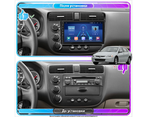 Штатная магнитола Lesko для Honda Civic VII 2000-2003 экран 9" 2/32Gb 4G Wi-Fi GPS Top