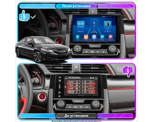 Штатная магнитола Lesko для Honda Civic X 2015-2021 экран 9" 2/32Gb 4G Wi-Fi GPS Top