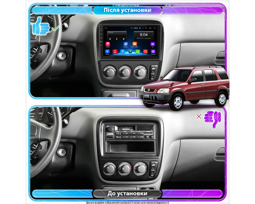 Штатная магнитола Lesko для Honda CR-V I Рестайлинг 1999-2001 экран 9" 2/32Gb Wi-Fi GPS Base