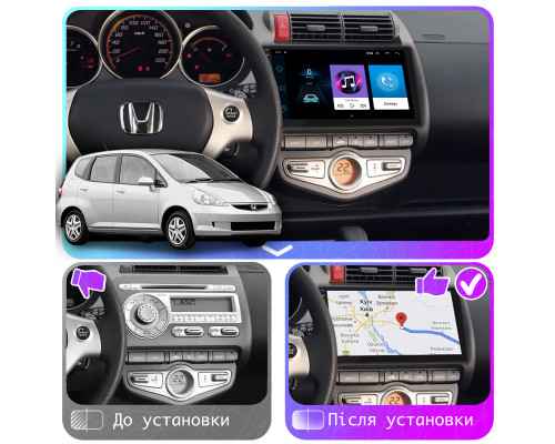 Штатная магнитола Lesko для Honda Fit I Auto AC 2001-2008 экран 9" 1/16Gb Wi-Fi GPS Base
