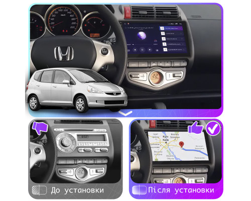 Штатная магнитола Lesko для Honda Fit I Auto AC 2001-2008 экран 9" 4/64Gb 4G Wi-Fi GPS Top