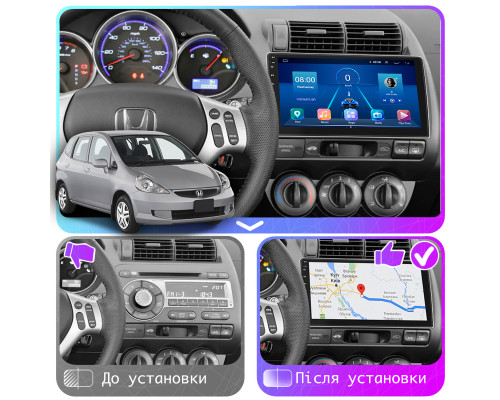 Штатная магнитола Lesko для Honda Fit I Manual AC 2001-2008 экран 9" 2/32Gb CarPlay 4G Wi-Fi GPS Prime