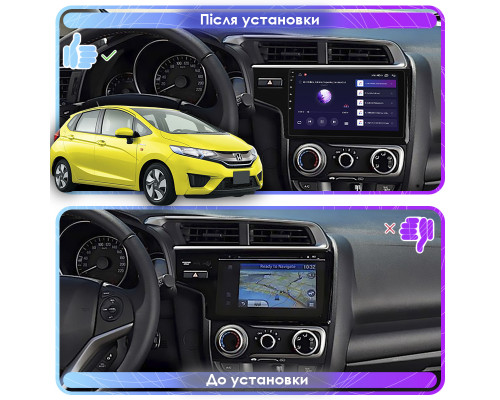 Штатная магнитола Lesko для Honda Fit III 2013-2017 экран 9" 4/64Gb 4G Wi-Fi GPS Top