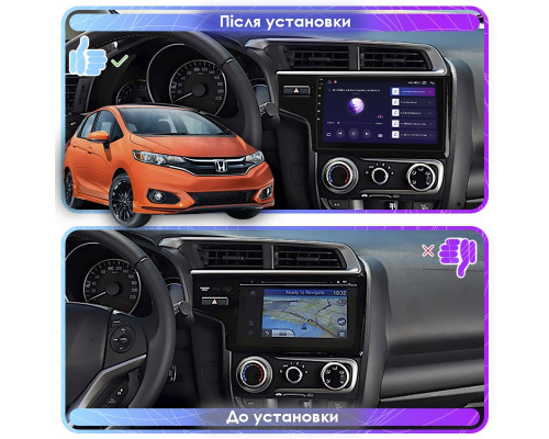 Штатная магнитола Lesko для Honda Fit III Рестайлинг 2017-2020 экран 9" 2/32Gb Wi-Fi GPS Base
