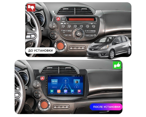 Штатная магнитола Lesko для Honda Jazz II 2008-2010 экран 10" 6/128Gb 4G Wi-Fi GPS Top