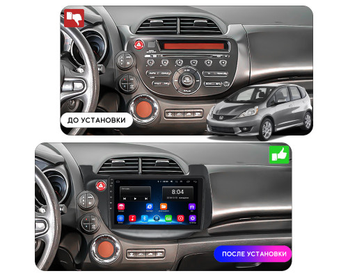 Штатная магнитола Lesko для Honda Jazz II Рестайлинг 2011-2014 экран 10" 2/32Gb Wi-Fi GPS Base