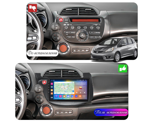 Штатная магнитола Lesko для Honda Jazz II Рестайлинг 2011-2014 экран 10" 4/64Gb CarPlay 4G Wi-Fi GPS Prime