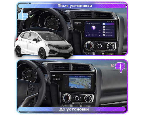 Штатная магнитола Lesko для Honda Jazz III Рестайлинг 2017-2020 экран 9" 2/32Gb Wi-Fi GPS Base