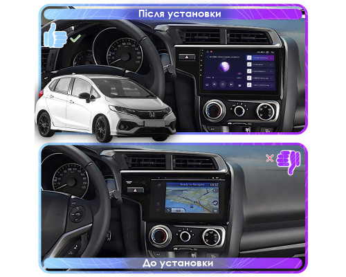 Штатная магнитола Lesko для Honda Jazz III Рестайлинг 2017-2020 экран 9" 2/32Gb 4G Wi-Fi GPS Top