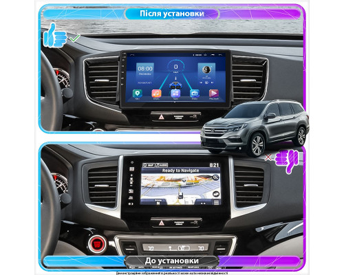 Штатная магнитола Lesko для Honda Pilot III 2015-2018 экран 10" 4/32Gb 4G Wi-Fi GPS Top