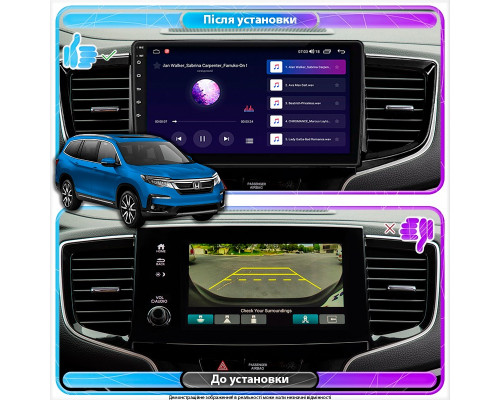 Штатная магнитола Lesko для Honda Pilot III Рестайлинг 2018-н.в. экран 10" 6/128Gb 4G Wi-Fi GPS Top