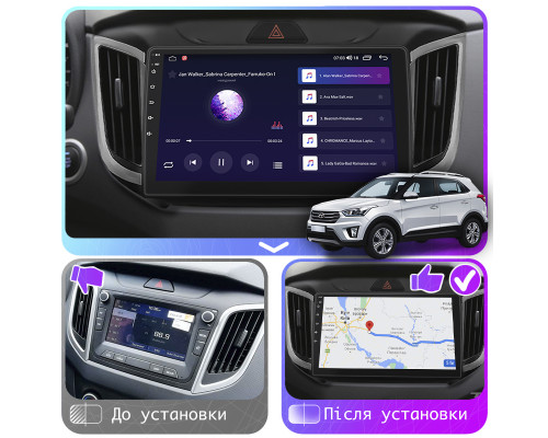 Штатная магнитола Lesko для Hyundai Creta I 2016-2020 экран 10" 4/64Gb CarPlay 4G Wi-Fi GPS Prime